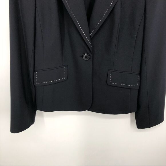 Ann Taylor Blazer Womens 8 Navy Blue Single Button - Picture 6 of 10